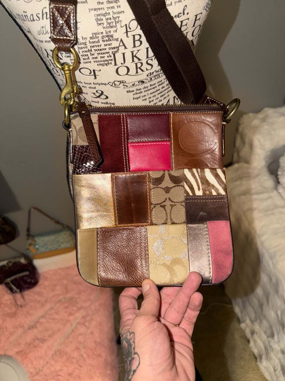 Coach Patchwork Crossbody Bag Multi Color Leather Y2K